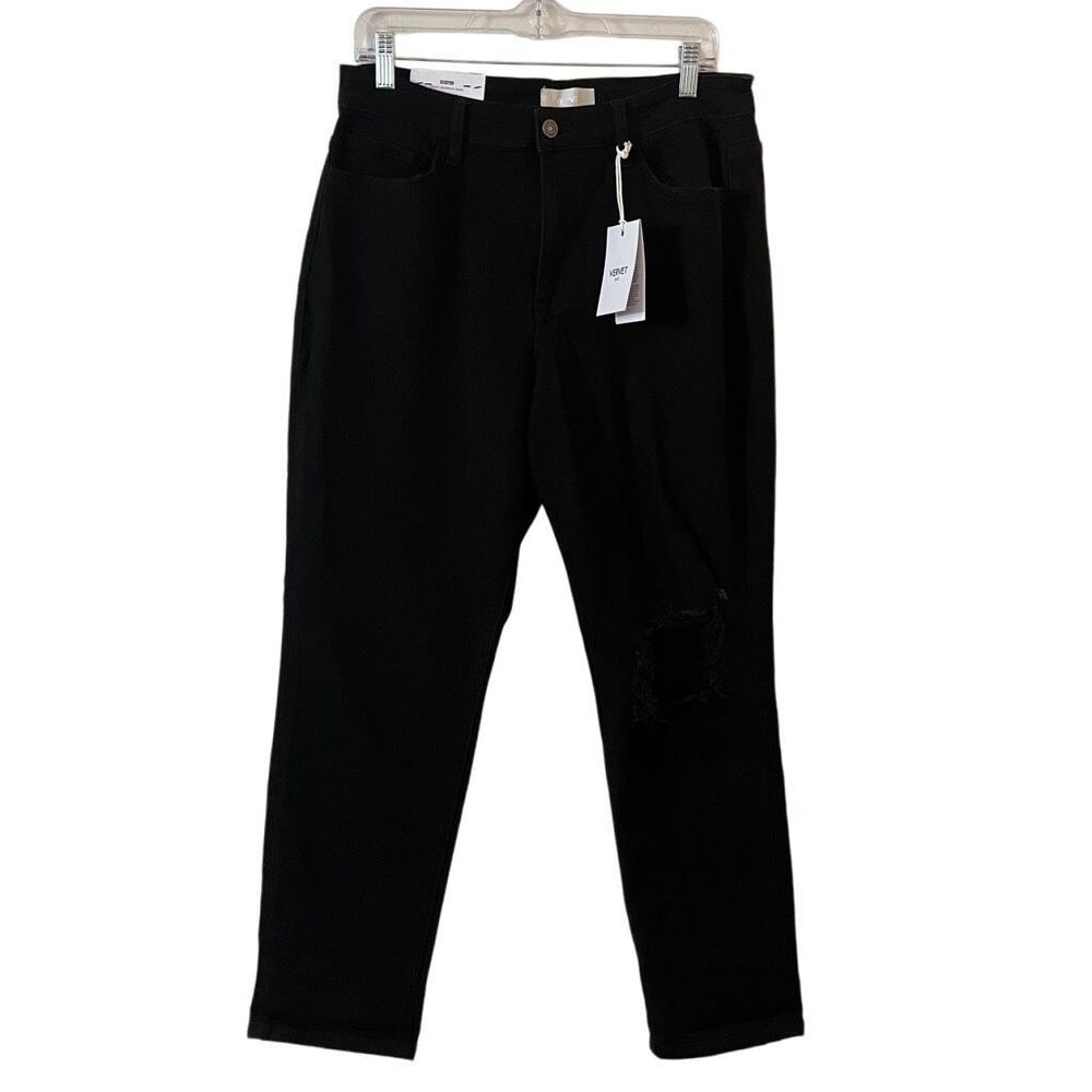 Vervet Skeeter Stretch Boyfriend Black Distressed Jeans Size 30 NWT